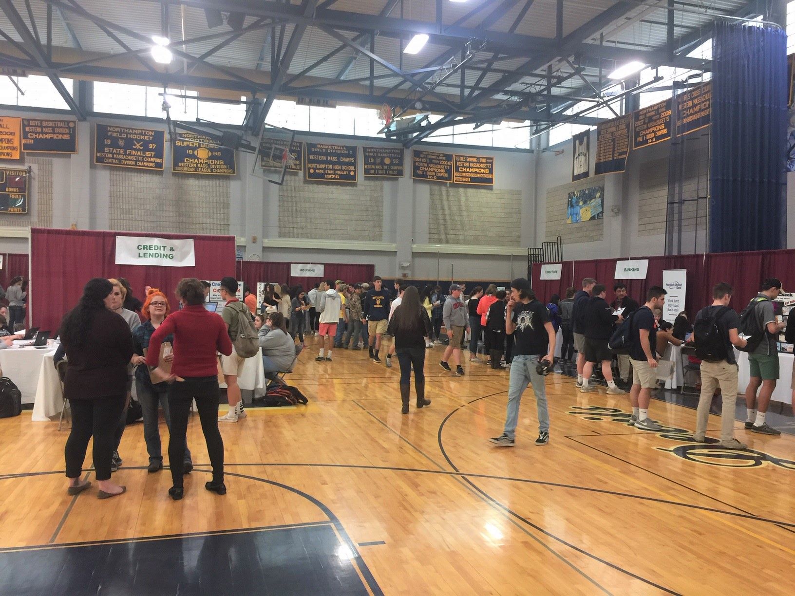 Busy Teen Reality Fair in High School gym